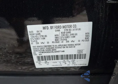 2020 Ford Explorer St from USA, damaged, VIN 1FM5K8GCXLGA57148